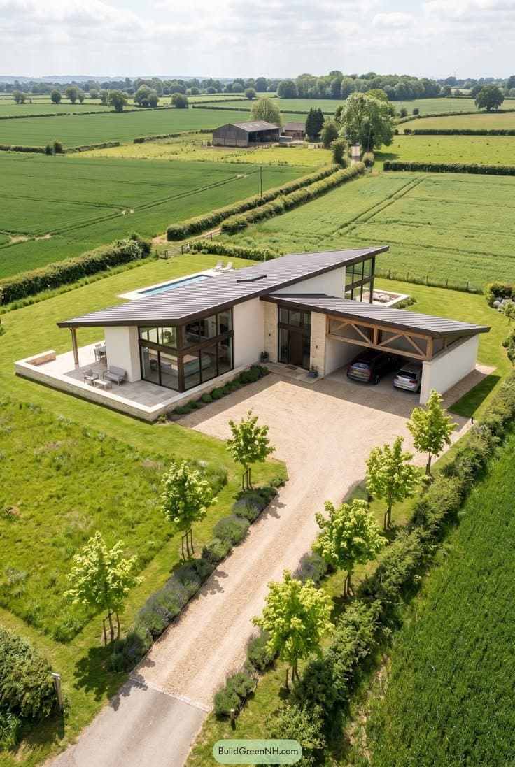 An Ubuntu Eco Gardens home concept set among open green countryside